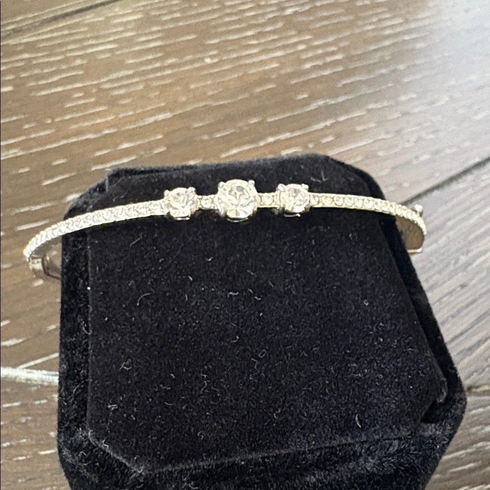 Silver Tone Givenchy Rhinestone Bangle Bracelet - image 4